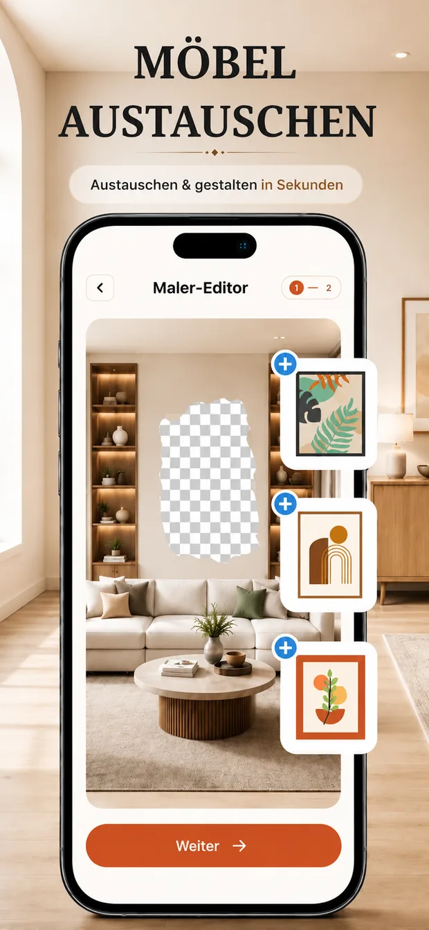 App-Store-Screenshot: KI-Raumanalyse mit Bewertung und schriftlicher Einschätzung