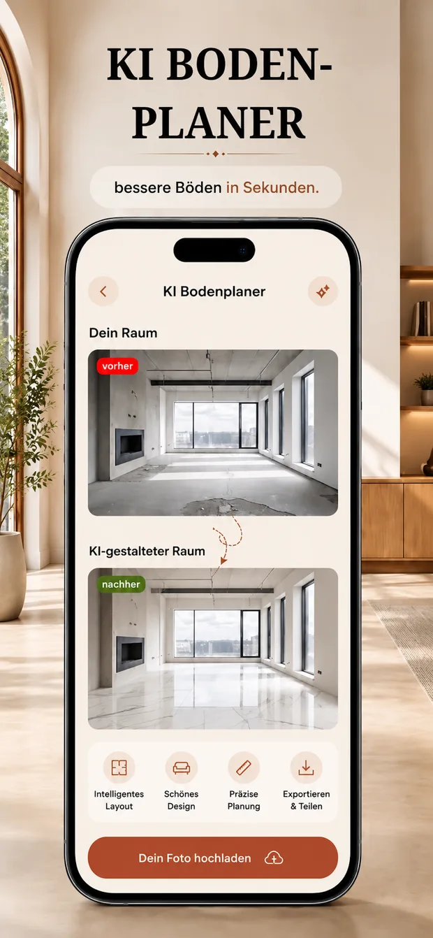 App-Store-Screenshot: Design-Report mit Farbpalette und Kostenschätzung