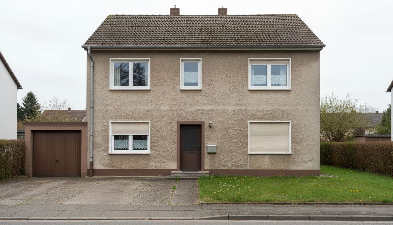 Einfamilienhaus vor und nach der KI-Fassadengestaltung – vorher