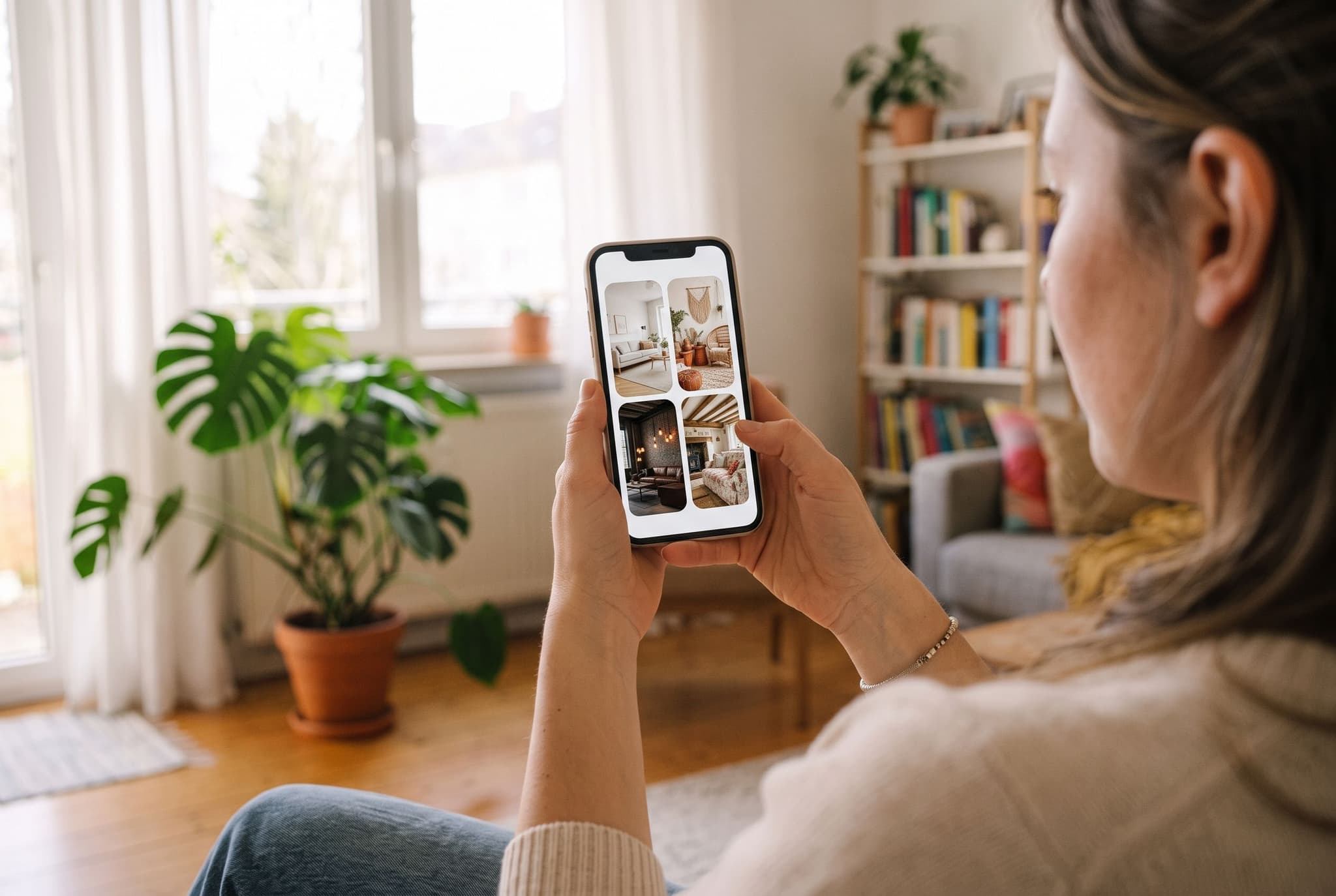 Auswahl verschiedener Einrichtungsstile auf dem Smartphone in der Raumplaner App