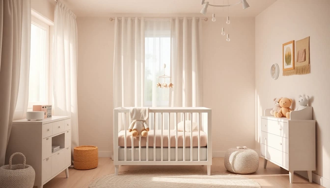 Babyzimmer einrichten - Gemütliches Kinderzimmer mit Wickelkommode und Babybett
