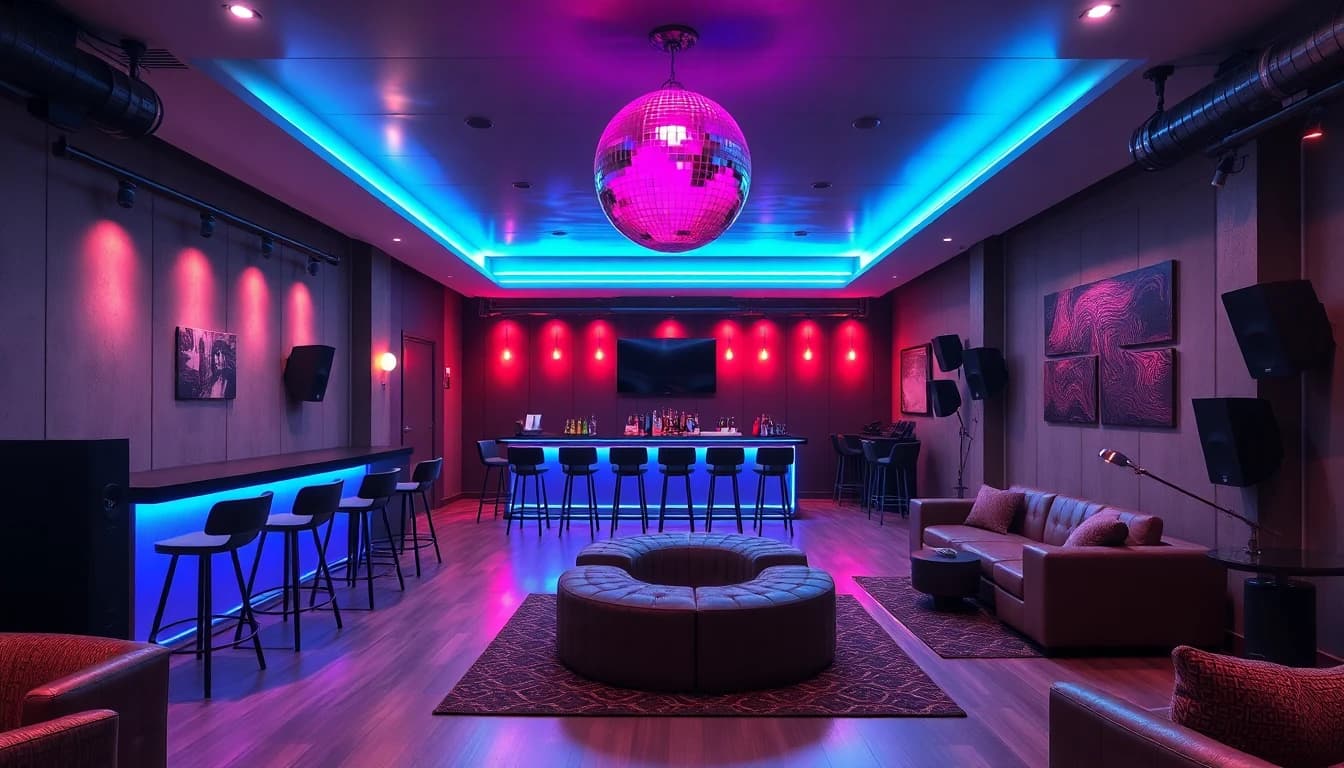 Partyraum einrichten - Stylischer Entertainmentbereich mit Bar und Lounge