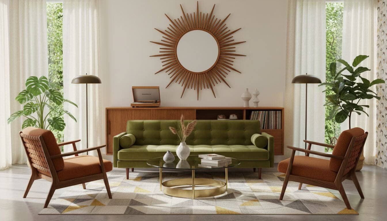 Mid-Century Modern Einrichtungsstil – Beispiel für ein eingerichtetes Zimmer