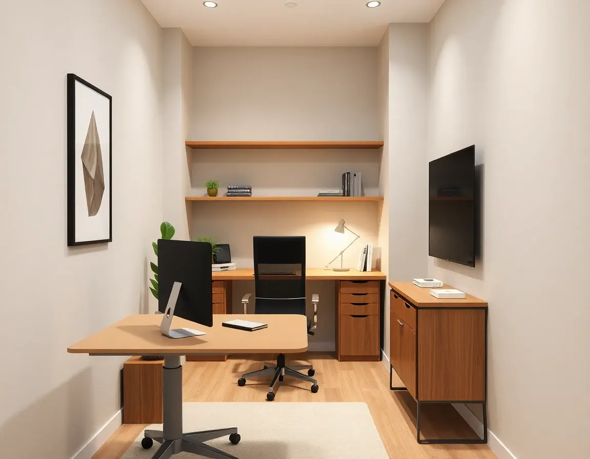 Modernes Home Office mit KI Raumplanung und Foto-Upload