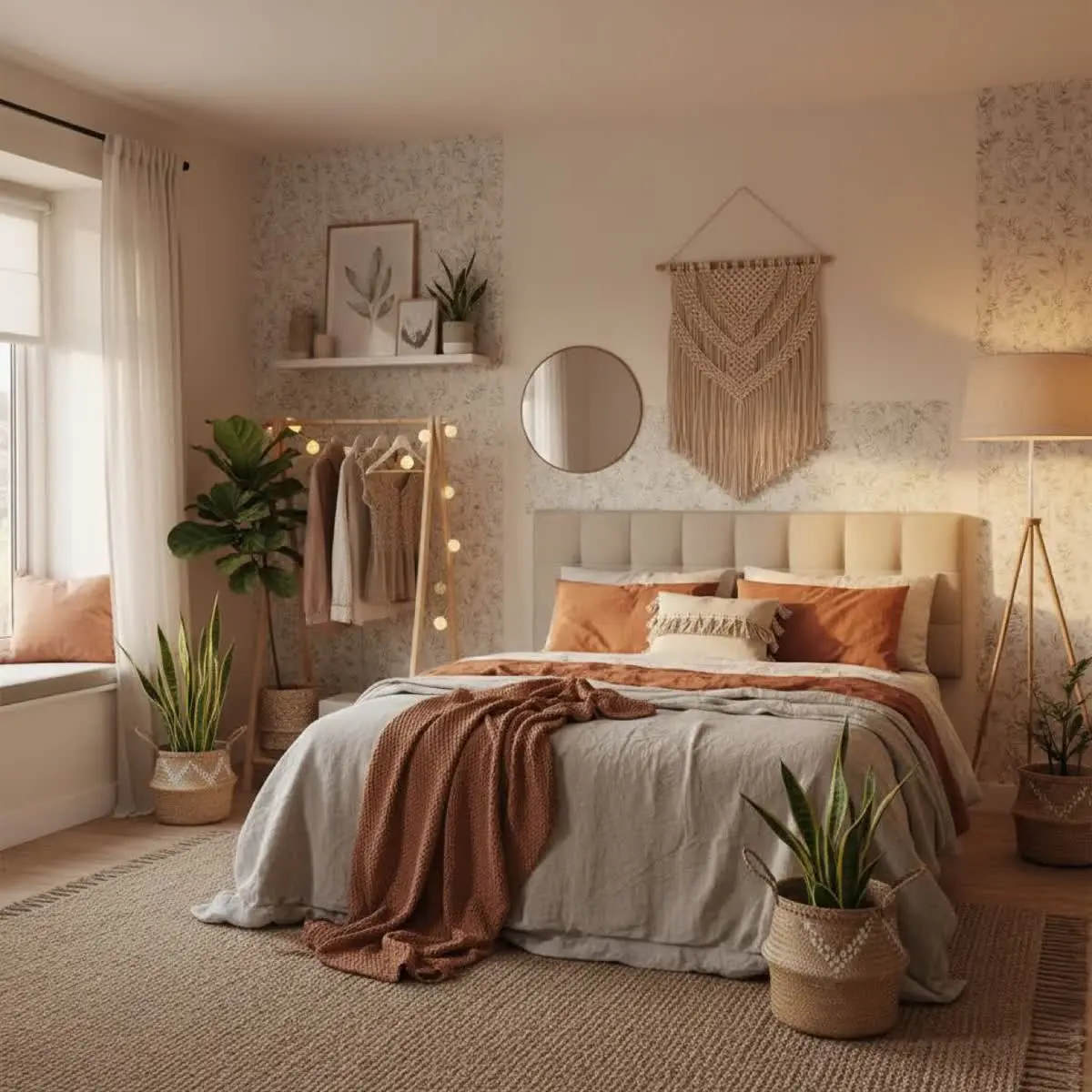 Schlafzimmer in Mietwohnung ohne Bohren gemütlich gestaltet