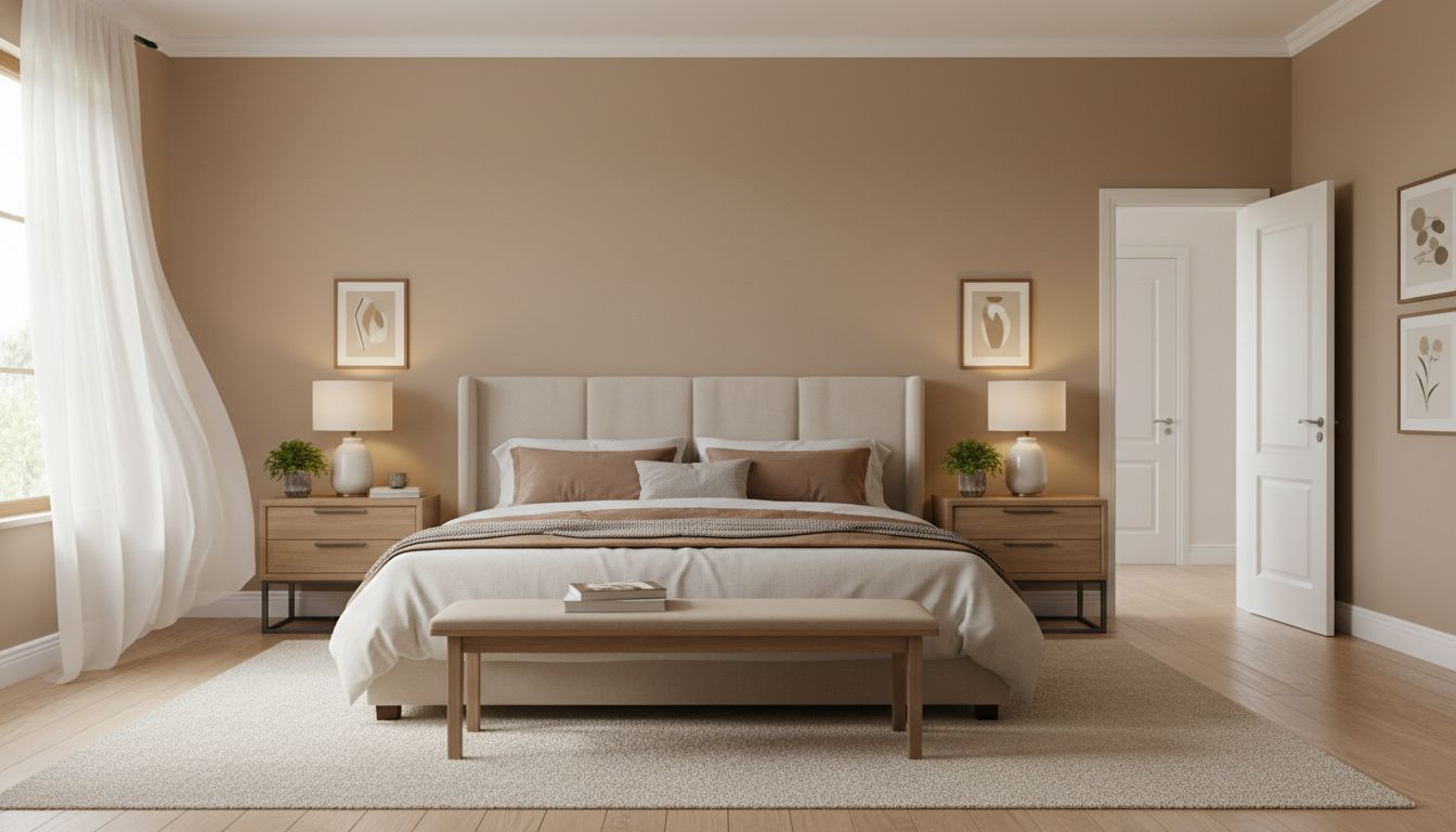 Optimale Bettpositionierung im Schlafzimmer: Kopfteil an der Wand, Blick zur Tür, harmonische Anordnung