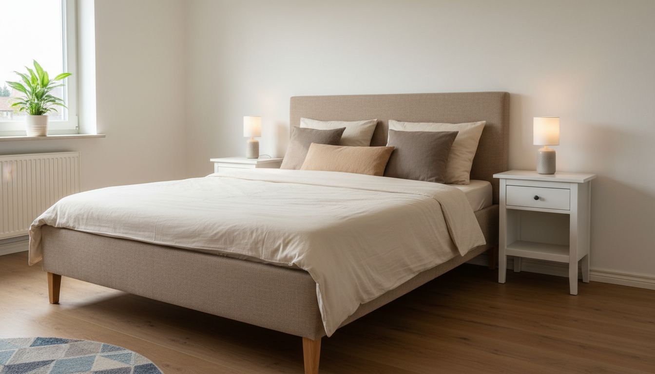 Bett umstellen im Schlafzimmer: Kopfende an einer massiven Wand mit beidseitigem Abstand zum Aufstehen