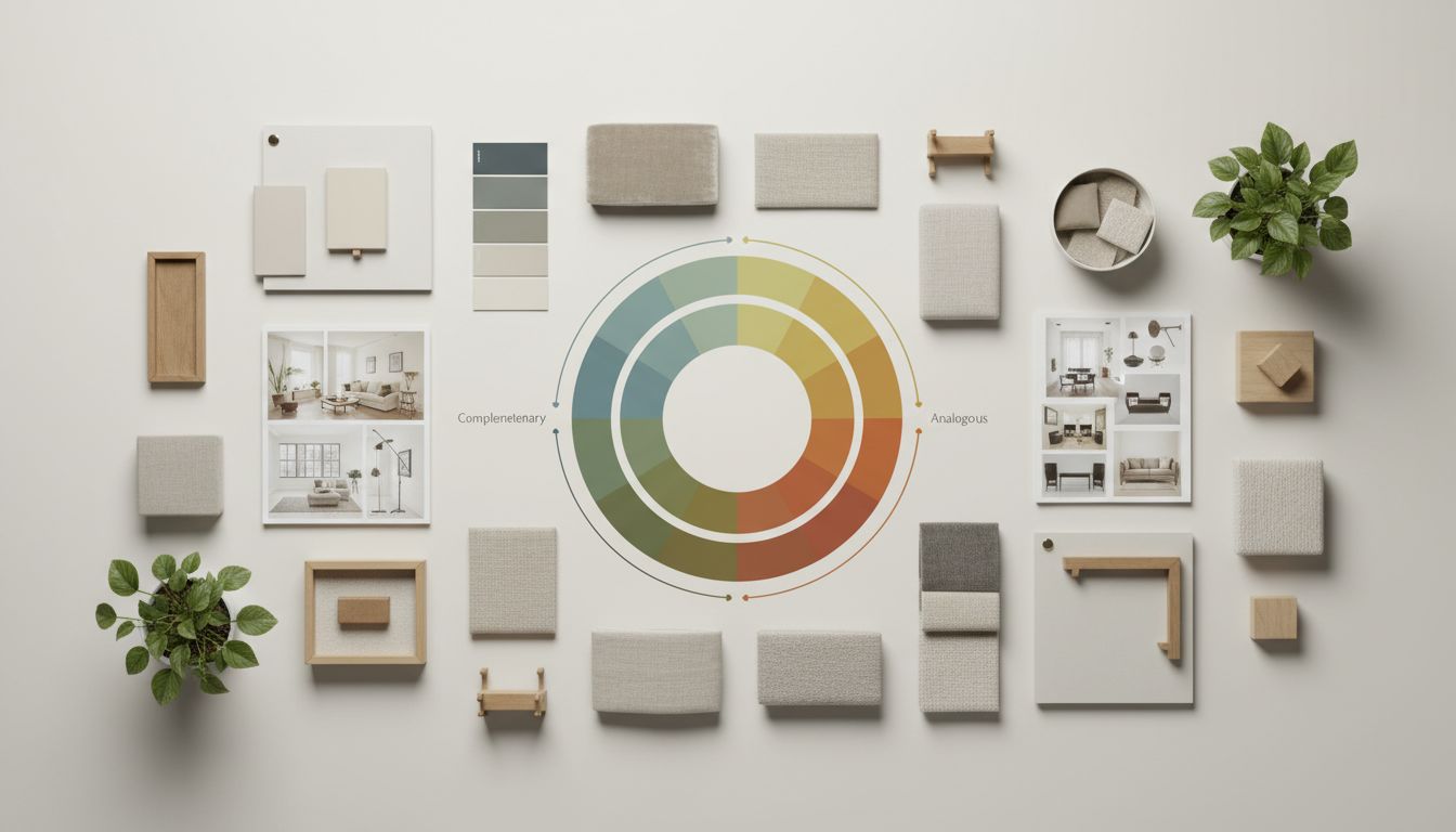 Farbkreis mit harmonischen Farbkombinationen für das Wohnzimmer